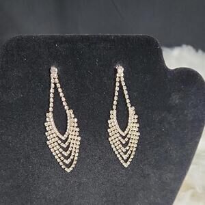 Gold Teardrop Dangle Earrings with Cascading Design